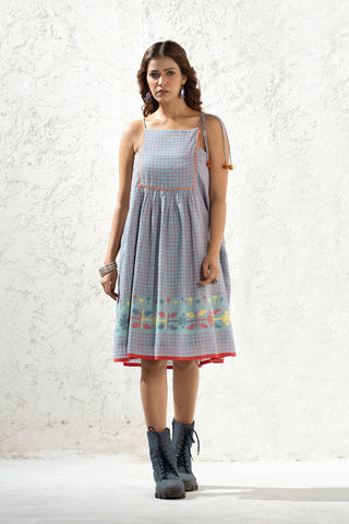 Jamdani - Check Weaved Spaghetti Dress