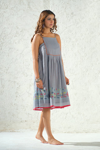 Jamdani - Check Weaved Spaghetti Dress