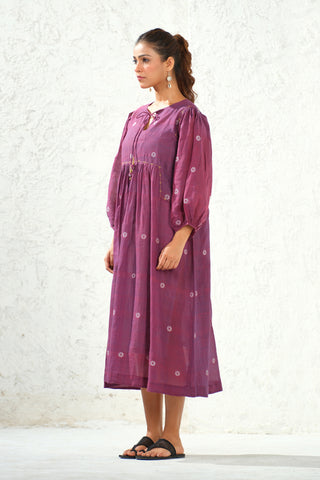 Jamdani - Purple Flared Long Dress