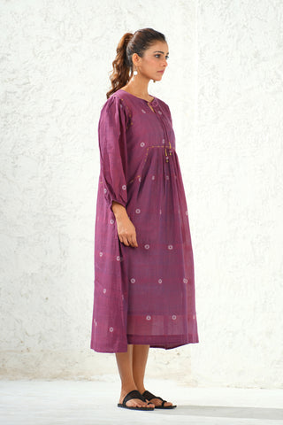 Jamdani - Purple Flared Long Dress