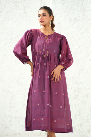 Jamdani - Purple Flared Long Dress