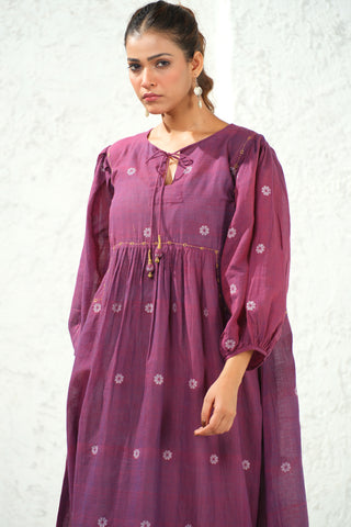 Jamdani - Purple Flared Long Dress