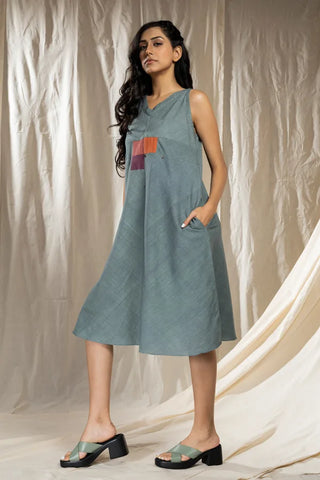 Square Symphony - Khadi Playful Sleeveless Dress