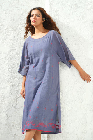 Jamdani - Blue Kimono Dress