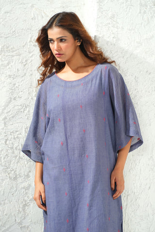 Jamdani - Blue Kimono Dress