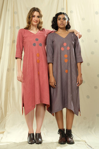 Hand-Woven - Hand Spun Organic High-Low Hand Applique Twin Dresses