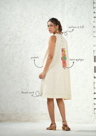 Sculpted Ease: Back Abstract Handcrafted Dress