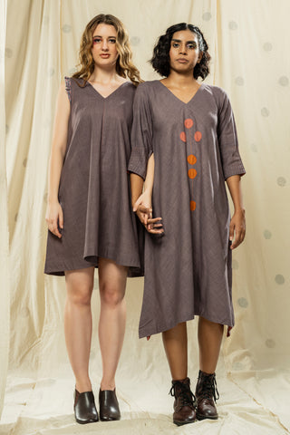 Hand-Woven - Hand Spun Organic Sleeveless Pleated Dress And High-Low Hand Applique Dresses