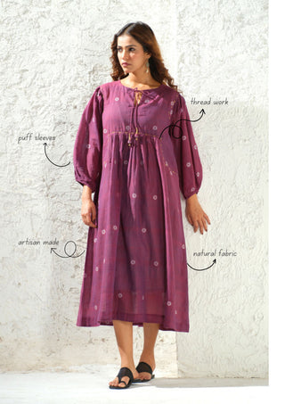 Jamdani - Purple Flared Long Dress