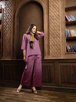 Anvyaa-Solid Purple Bamboo Fabric Co-Ord Set