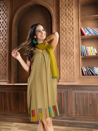 Anvyaa-Hand Crafted Bamboo Fabric Dress