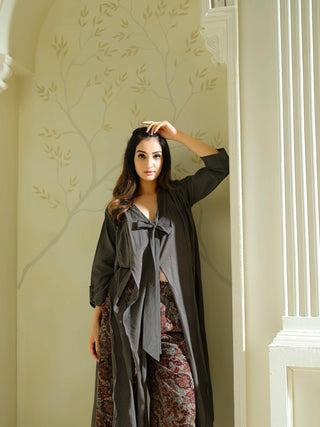 Anvyaa-Bamboo Fabric Charcoal Cascade Tunic