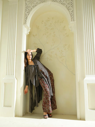 Anvyaa-Bamboo Fabric Charcoal Cascade Tunic