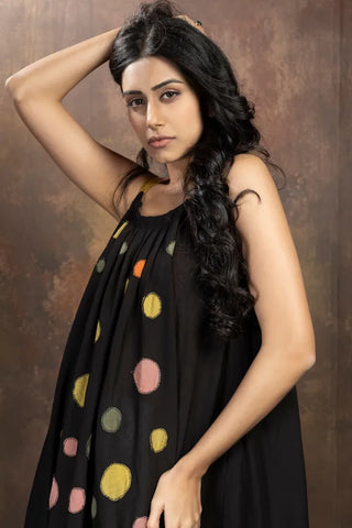 Anvyaa-Polka Dot High-Low Dress