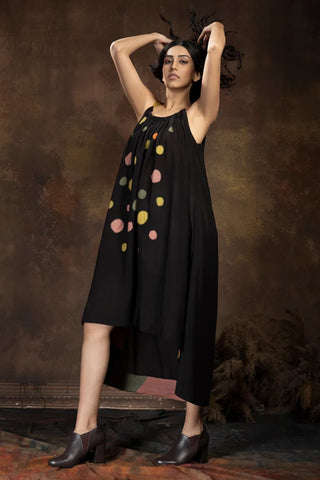 Anvyaa-Polka Dot High-Low Dress