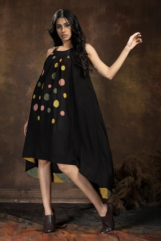 Anvyaa-Polka Dot High-Low Dress