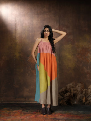Anvyaa-Earthy Palette Bamboo Fabric Long Dress