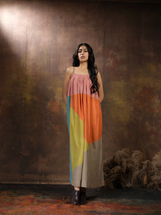 Anvyaa-Earthy Palette Bamboo Fabric Long Dress