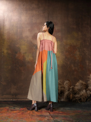 Anvyaa-Earthy Palette Bamboo Fabric Long Dress