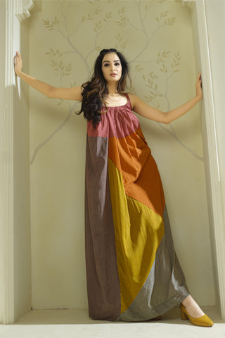 Anvyaa-Earthy Palate Bamboo Fabric A-line Dress