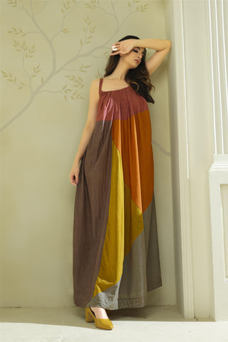 Anvyaa-Earthy Palate Bamboo Fabric A-line Dress