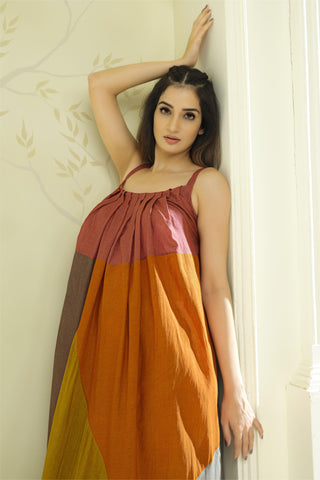 Anvyaa-Earthy Palate Bamboo Fabric A-line Dress