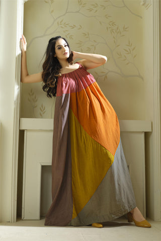 Anvyaa-Earthy Palate Bamboo Fabric A-line Dress