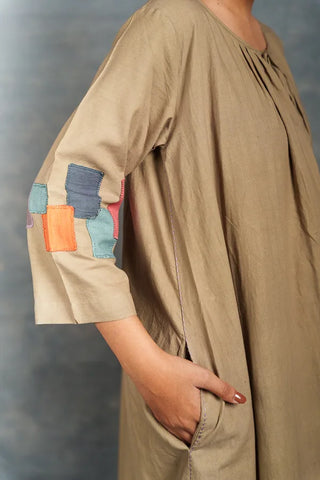 Handwoven Khadi Applique Dress – Ethically Handmade