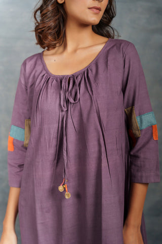 Crafted calm: hand-spun khadi dress with textured detailing - long