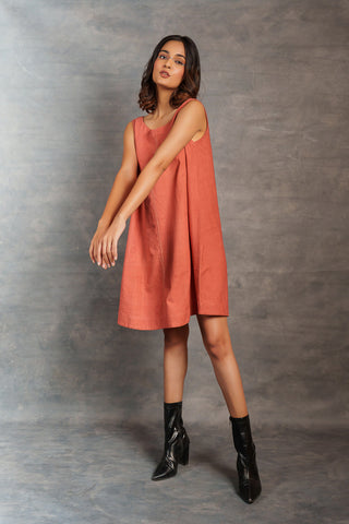 Handwoven khadi spaghetti strap dress - sleeveless