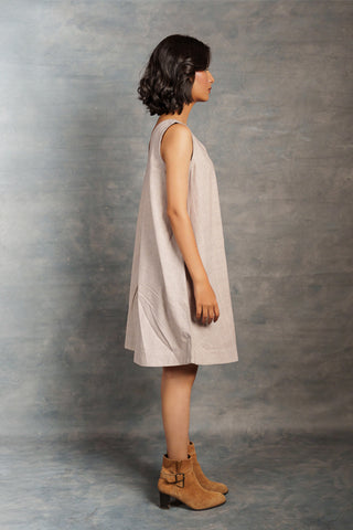 Handcrafted khadi applique ensemble – timeless elegance ethically made - sleeveless dress