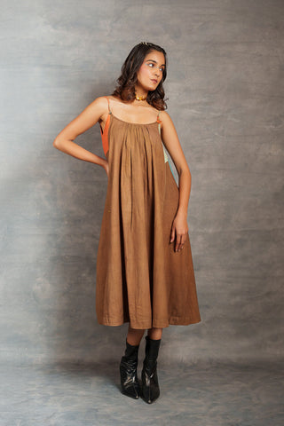 Ebony applique khadi midi dress – handcrafted elegance in monochrome - spaghetti