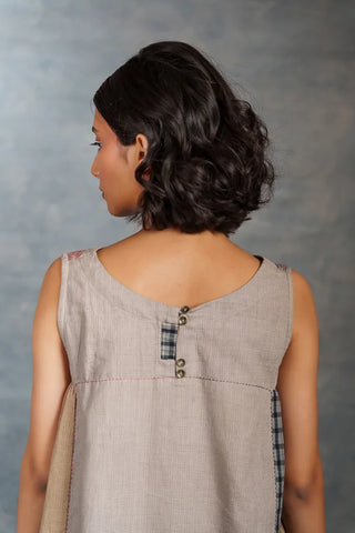 Loom patch dress- Sleeveless flare midi dress