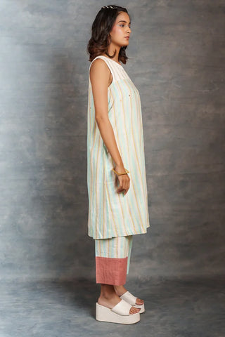 Handwoven stripe Co-Ord - pastel stripe sleeveless style co-ord set