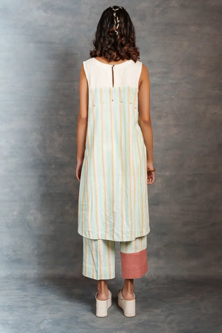 Handwoven stripe Co-Ord - pastel stripe sleeveless style co-ord set