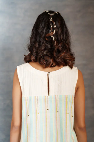Handwoven stripe Co-Ord - pastel stripe sleeveless style co-ord set