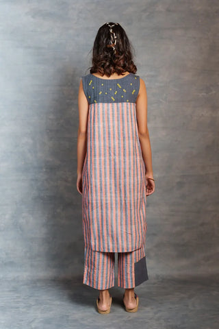 Handwoven stripe Co-Ord - earthy stripe sleeveless style co-ord set