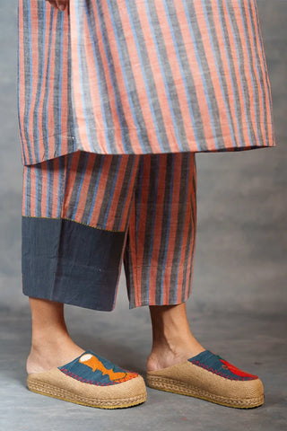 Handwoven stripe Co-Ord - earthy stripe sleeveless style co-ord set