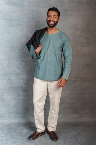 Men’s Black Khadi Casual Jacket – Handwoven Organic Fabric | THREAD GAME