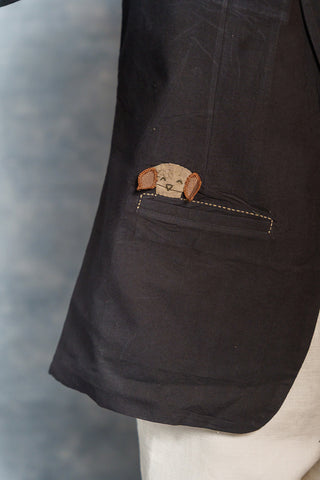 Men’s Black Casual Jacket – Handwoven Organic Fabric | THREAD GAME