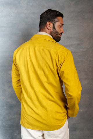 Men’s Yellow Khadi Casual Jacket – Handwoven Organic Fabric | THREAD GAME