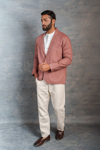 Men’s Striped Khadi Casual Jacket – Handwoven Organic Fabric | THREAD GAME