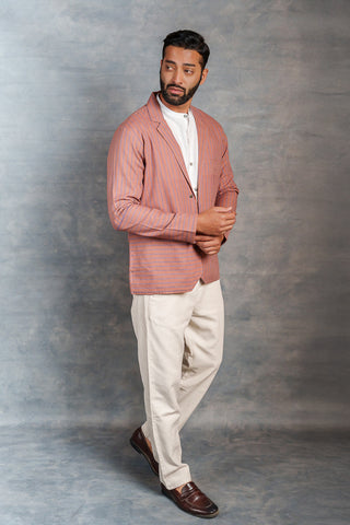 Men’s Striped Khadi Casual Jacket – Handwoven Organic Fabric | THREAD GAME