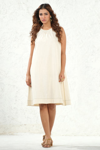 Sculpted Ease: Back Abstract Handcrafted Dress