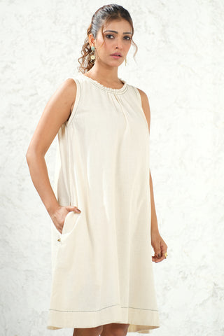 Sculpted Ease: Back Abstract Handcrafted Dress