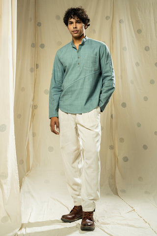 Hand Woven - Hand Spun Organic Men Kurta With Mandarin Collar