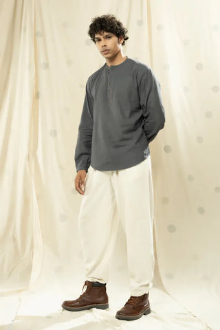Handwoven Heritage - Ethically-Crafted Men's Round Neck Kurta