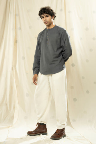 Hand Woven - Hand Spun Full Sleeve Organic Mandarin Men Kurta