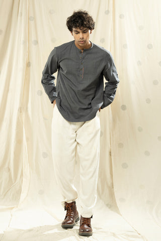 Hand Woven - Hand Spun Full Sleeve Organic Mandarin Men Kurta