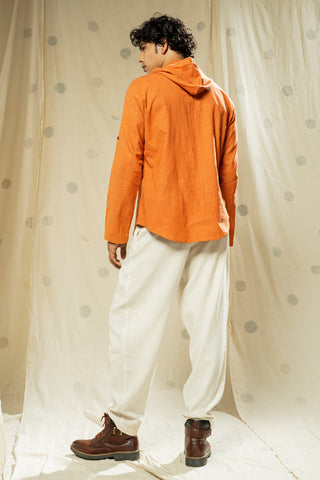 Hand Woven - Hand Spun Full Sleeve Organic Hooded Men Kurta